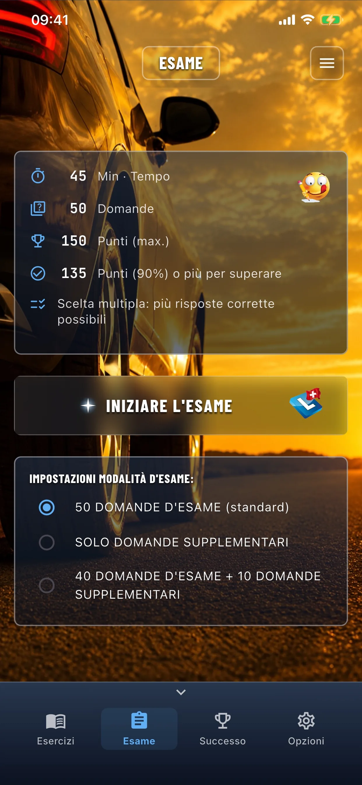 App teoria auto – simulazione d'esame in modalità esame