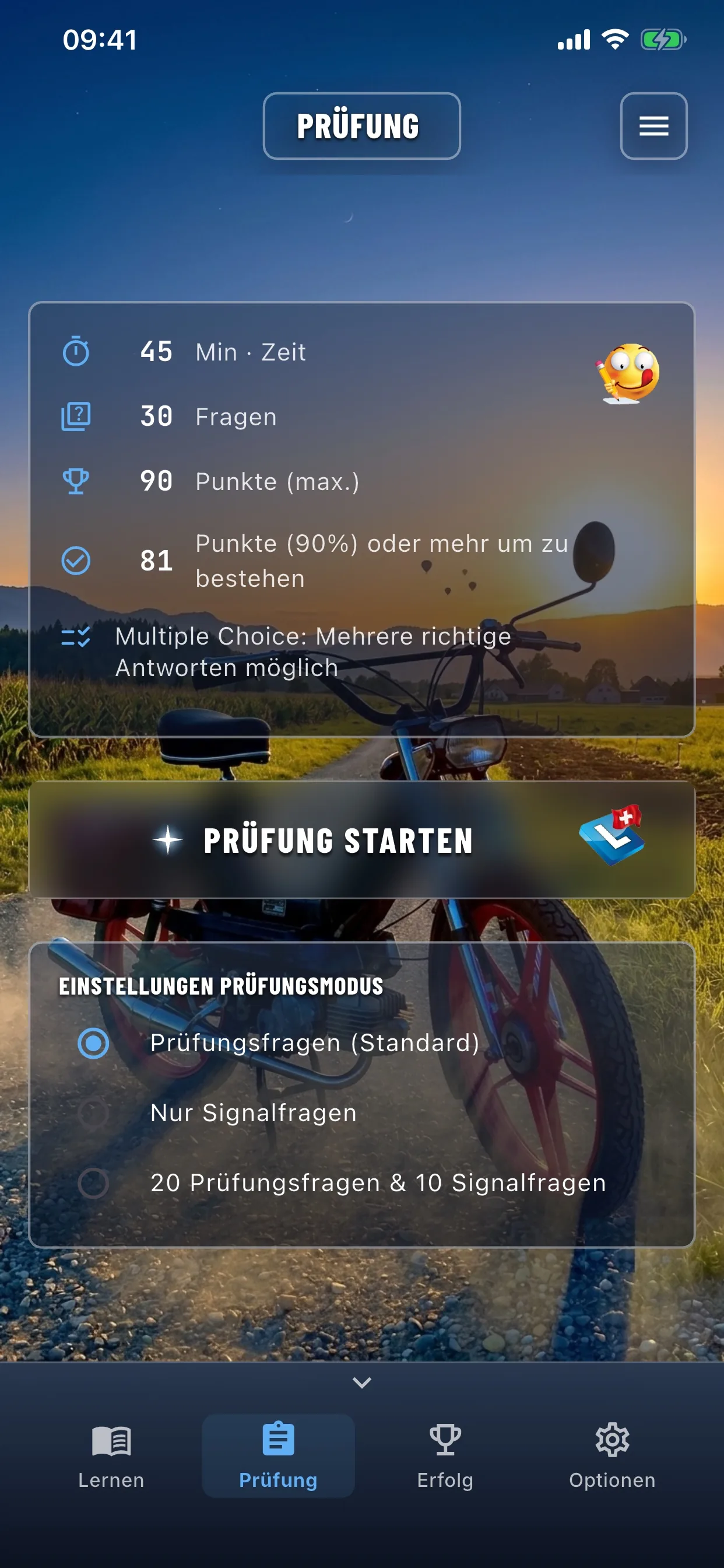 Mofa-Theorie-App – Prüfungssimulation im Prüfungsmodus