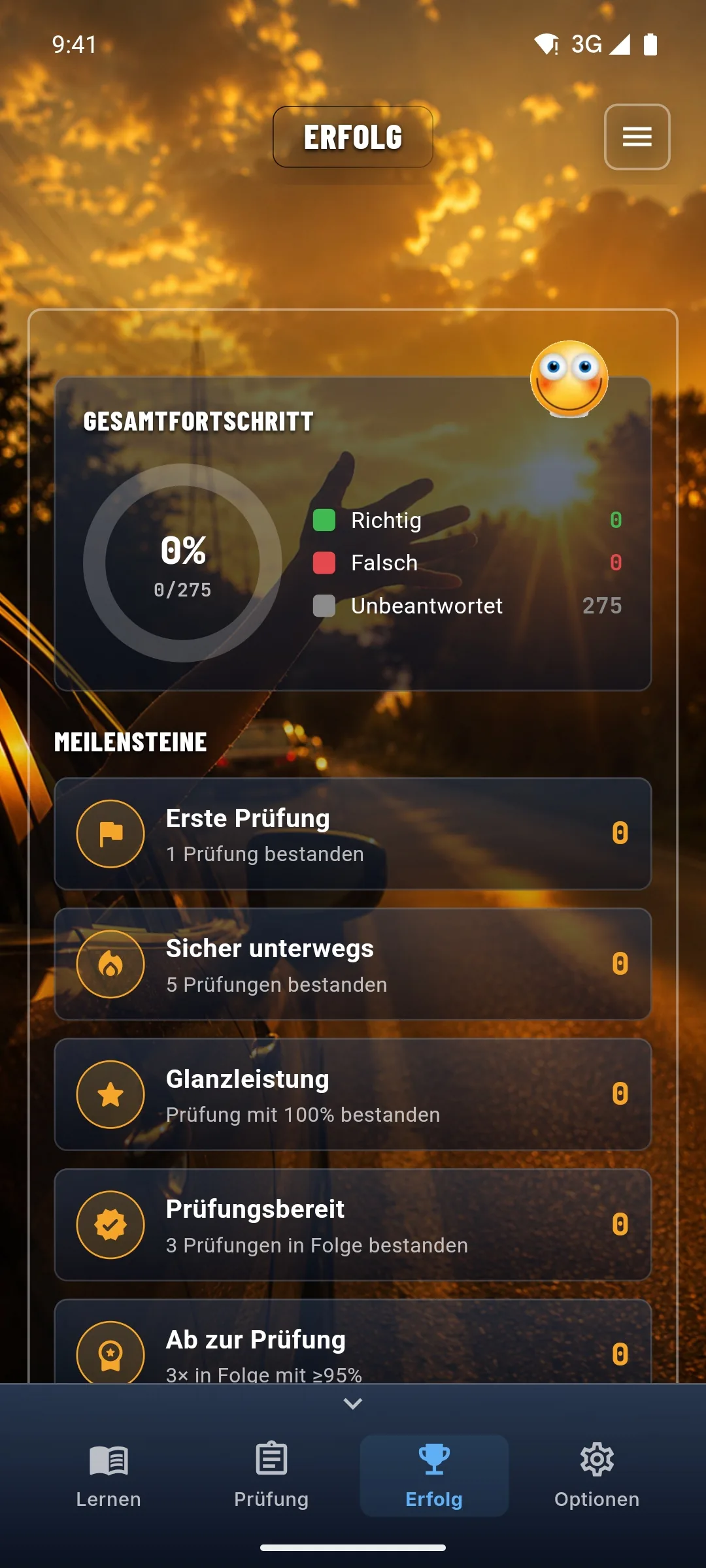 Taxi-Theorie-App – Bestandene Prüfung – Erfolgsanzeige