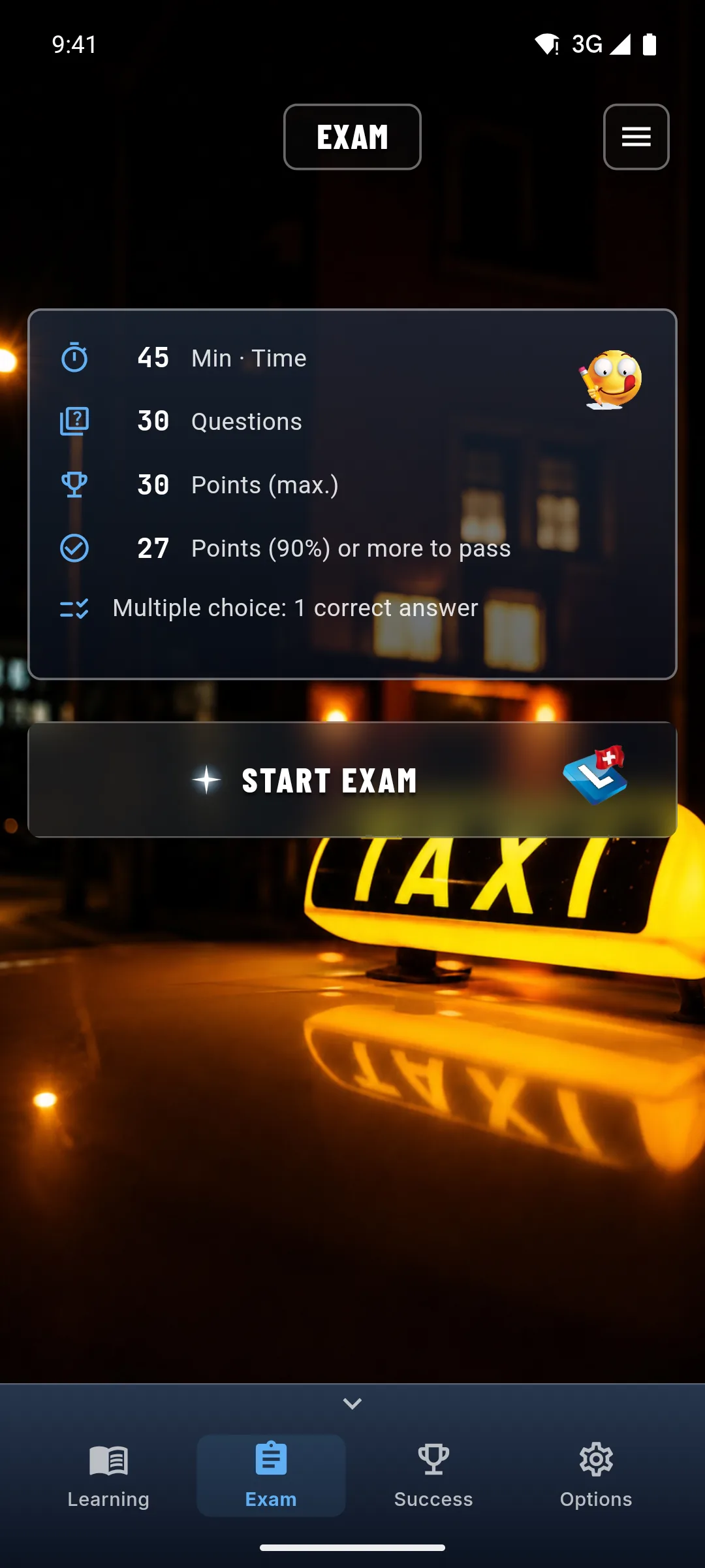 App de teoría de taxi – pregunta de teoría con respuestas