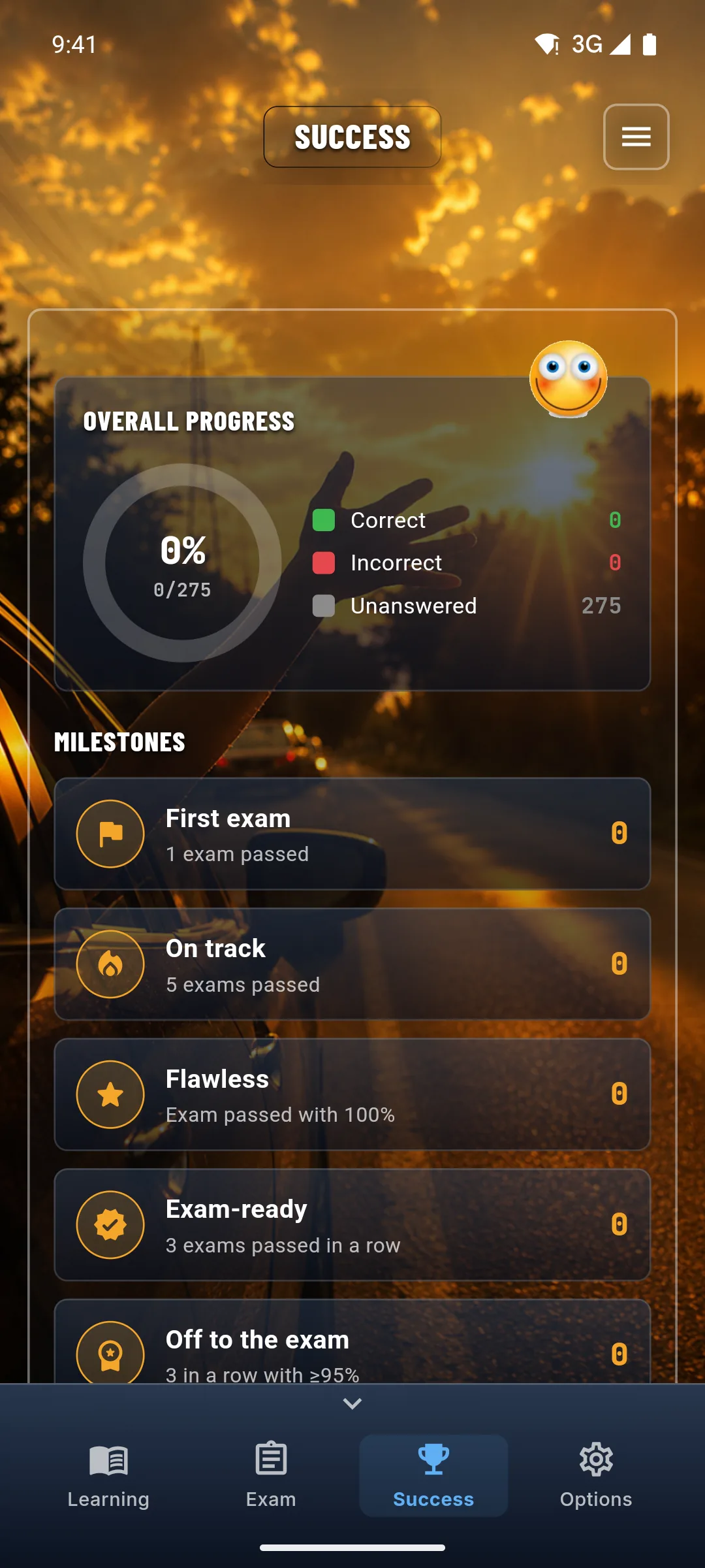 App de teoría de taxi – simulación del examen en modo examen