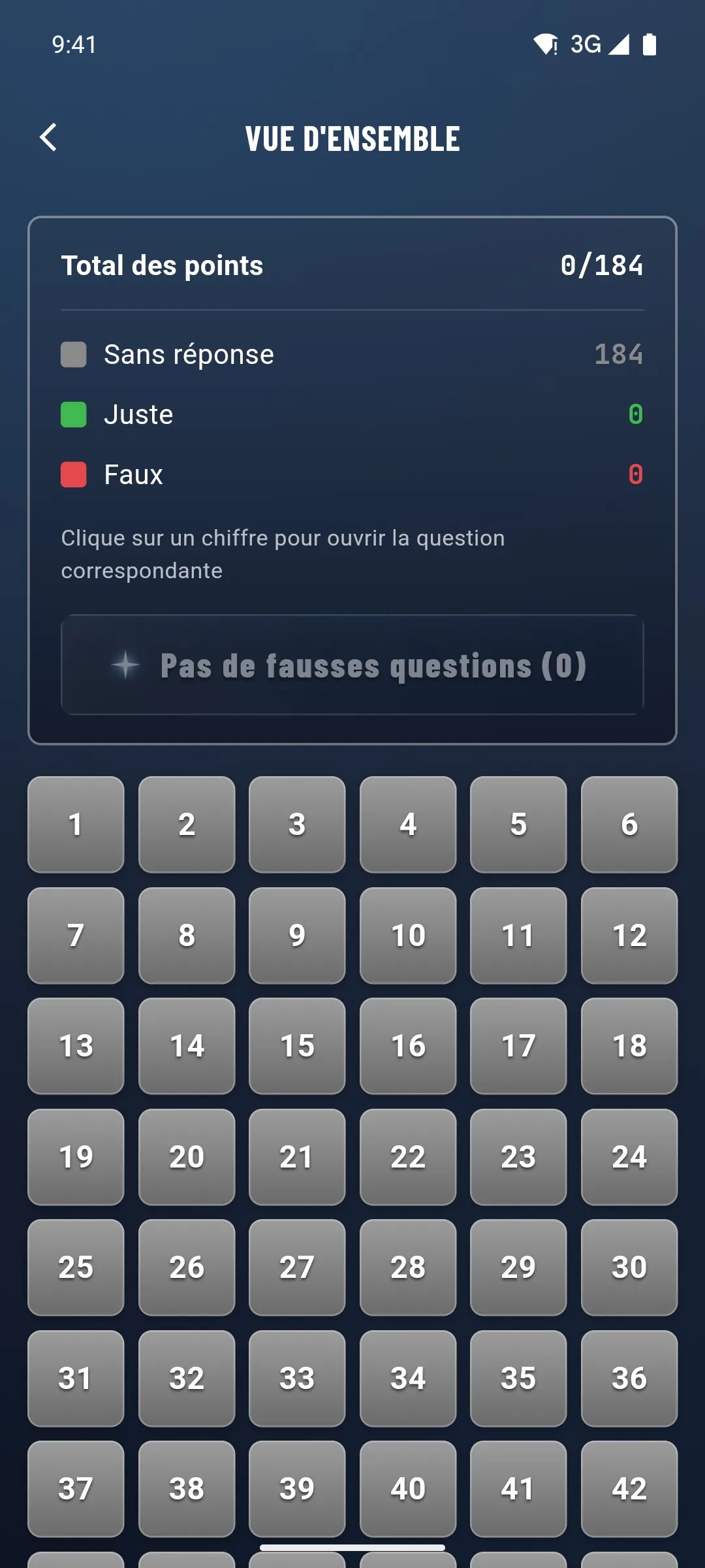 Appli théorie taxi – aperçu de la progression