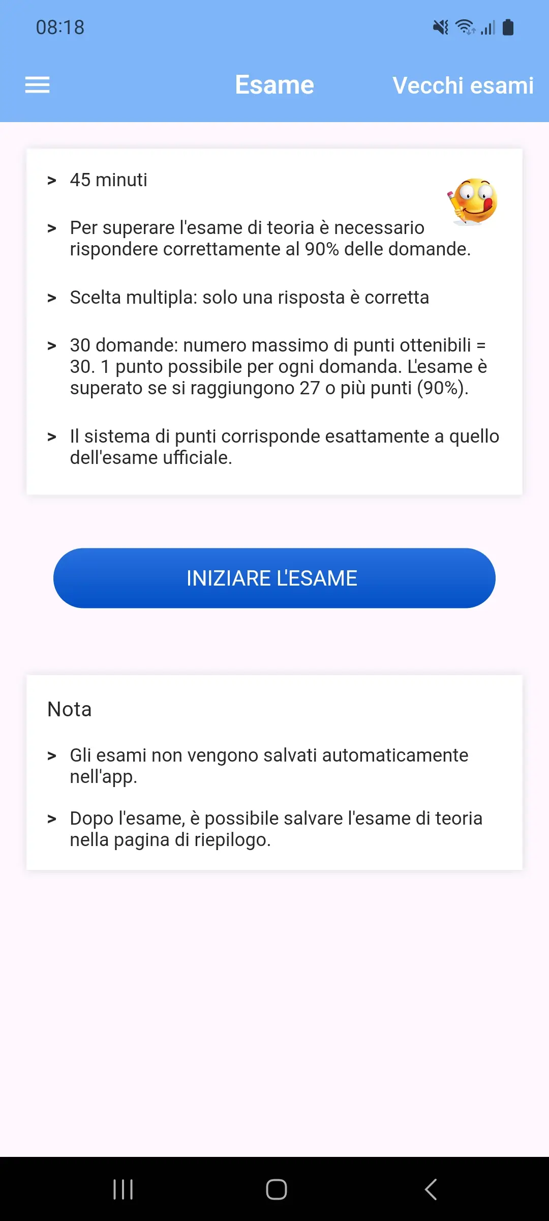 App teoria taxi – simulazione d’esame: 30 domande in 45 minuti