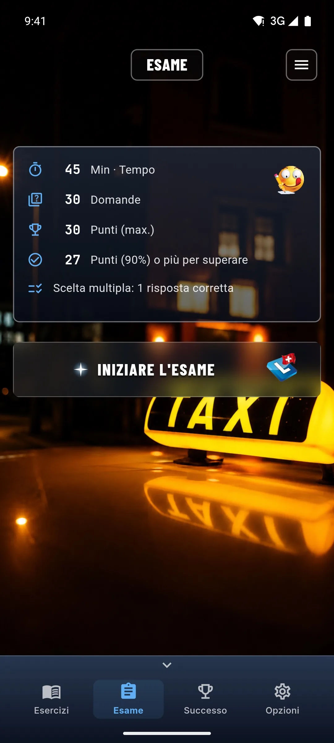 App teoria taxi – simulazione d'esame in modalità esame