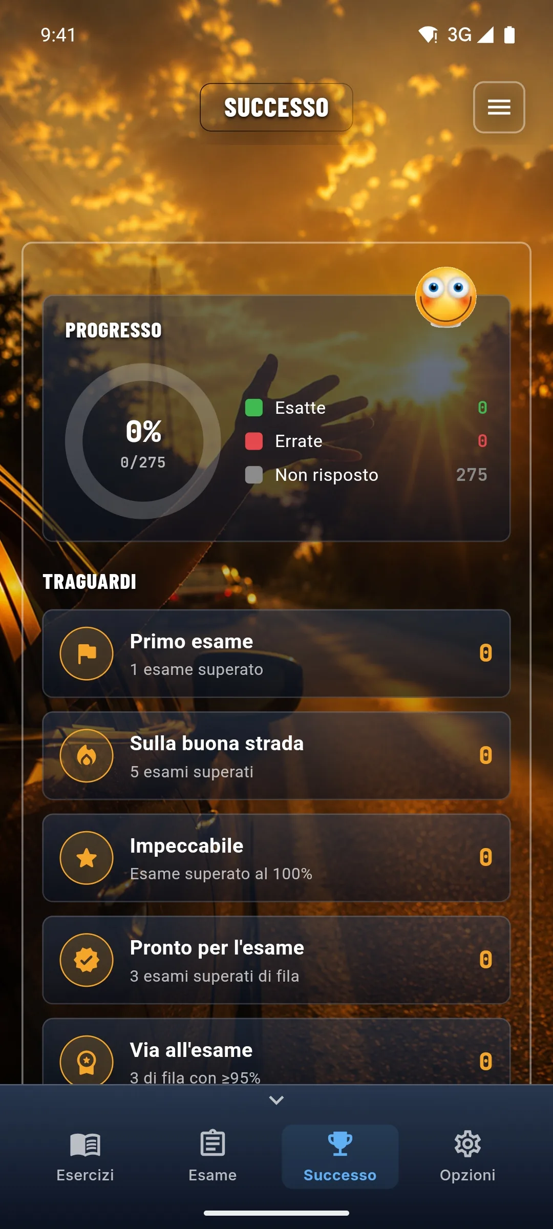App teoria taxi – esame superato – schermata di successo