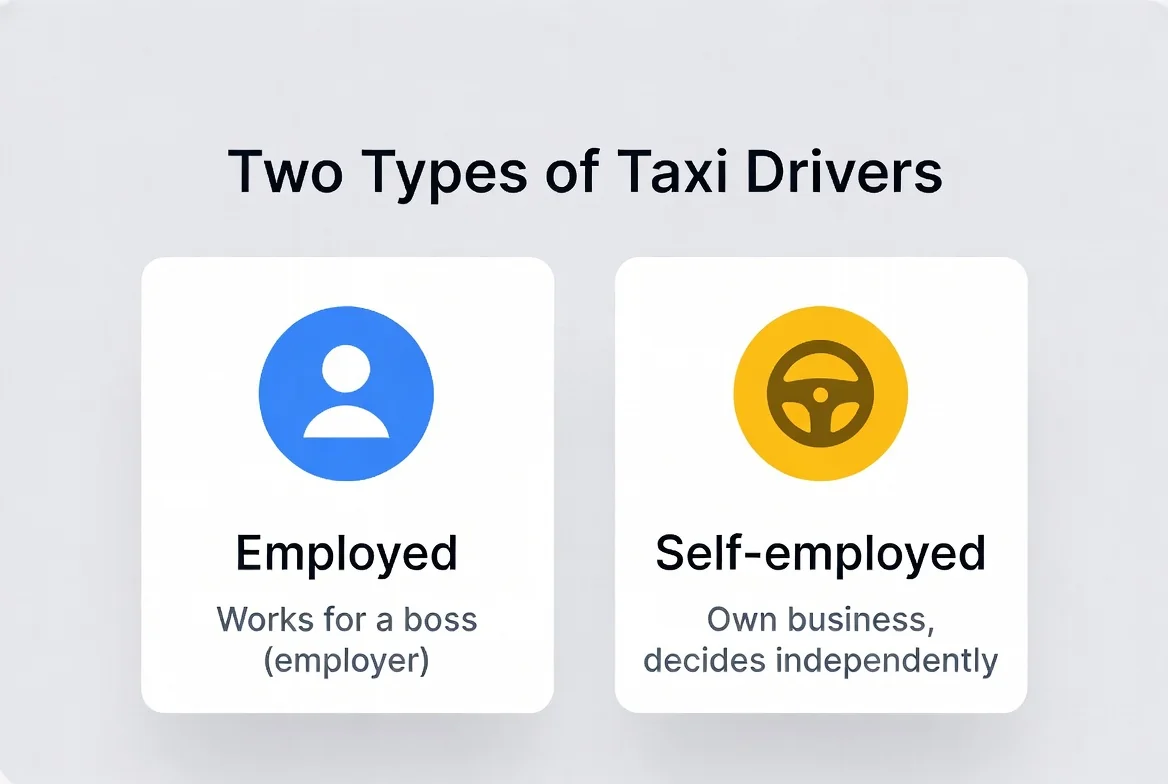 Two types of taxi driver: employed and self-employed