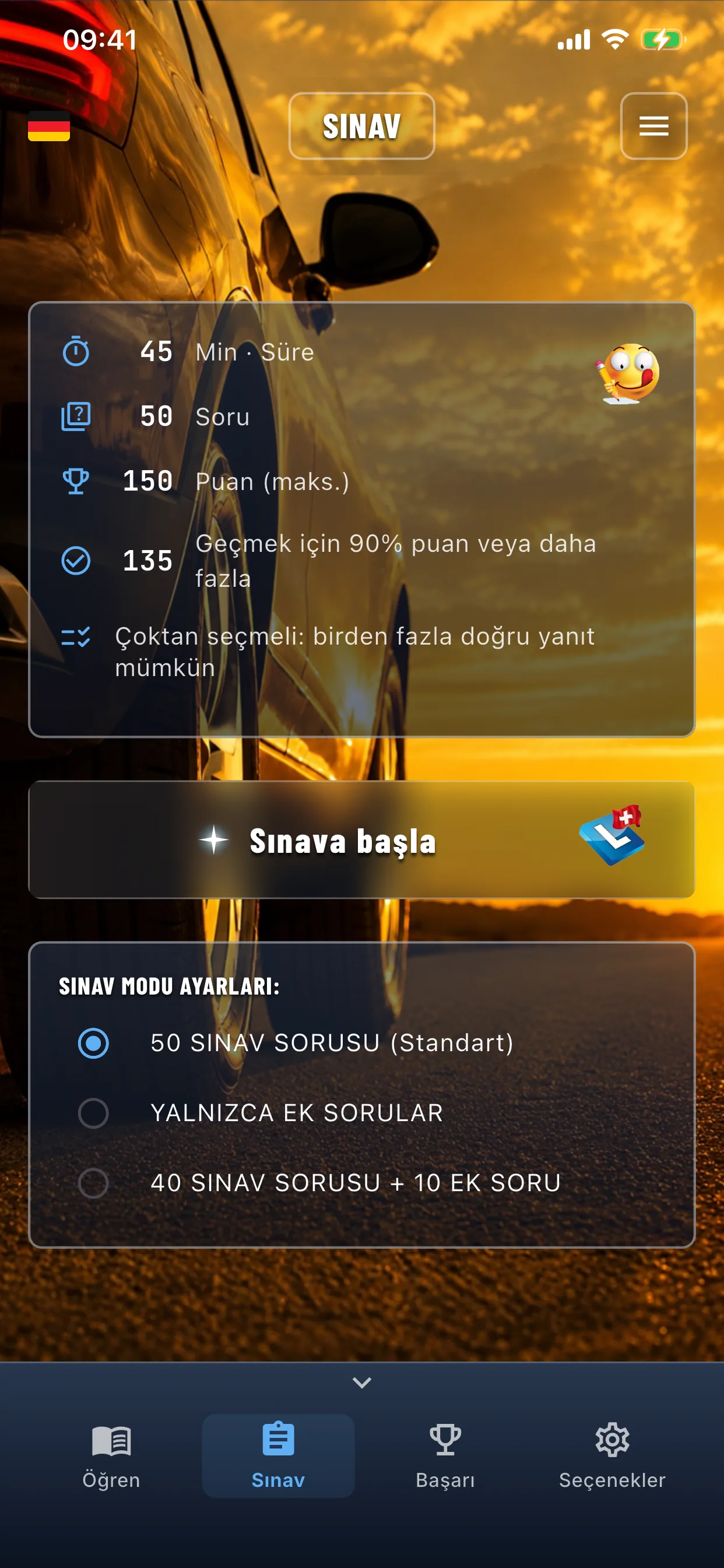 Oto teori uygulaması – sınav modunda sınav simülasyonu