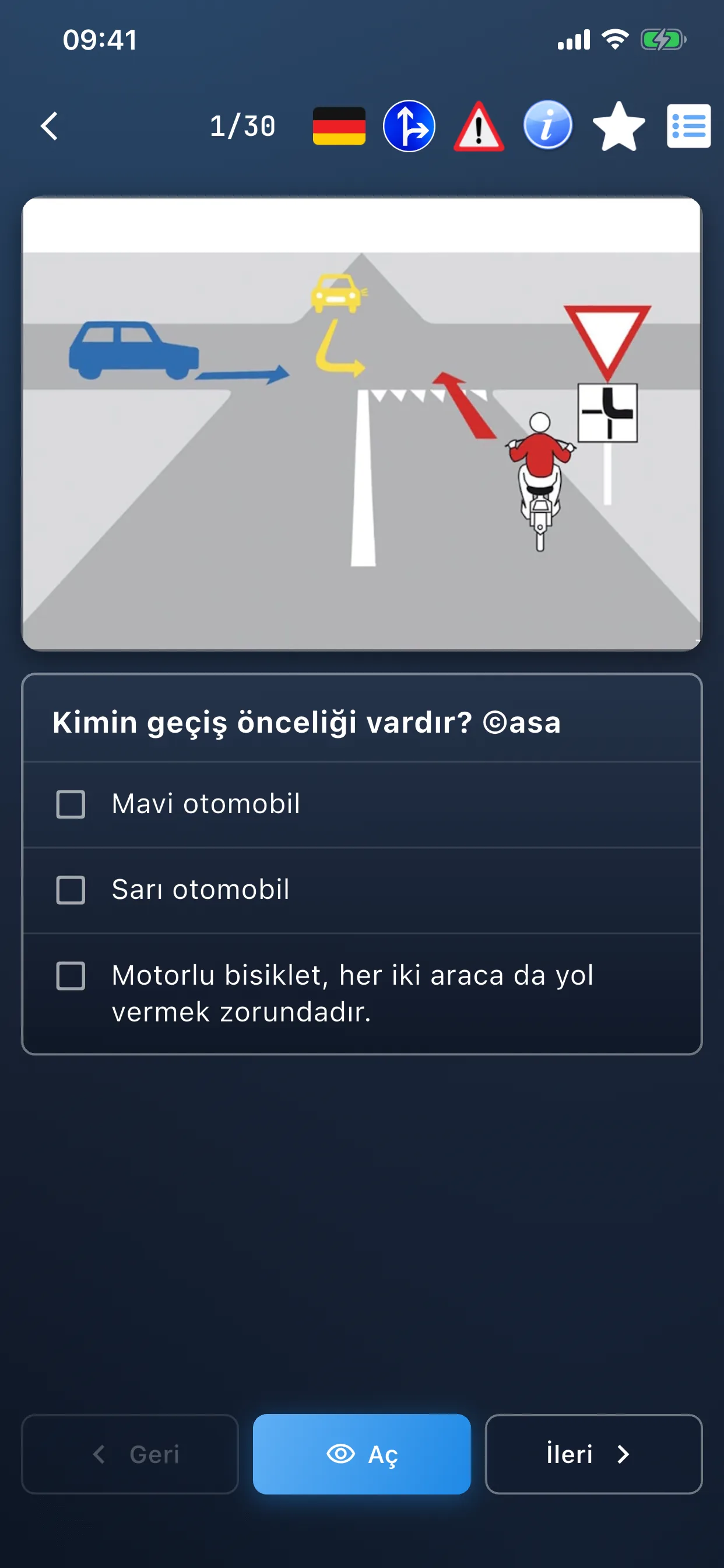 Moped teori uygulaması – cevaplarıyla çoktan seçmeli teori sorusu